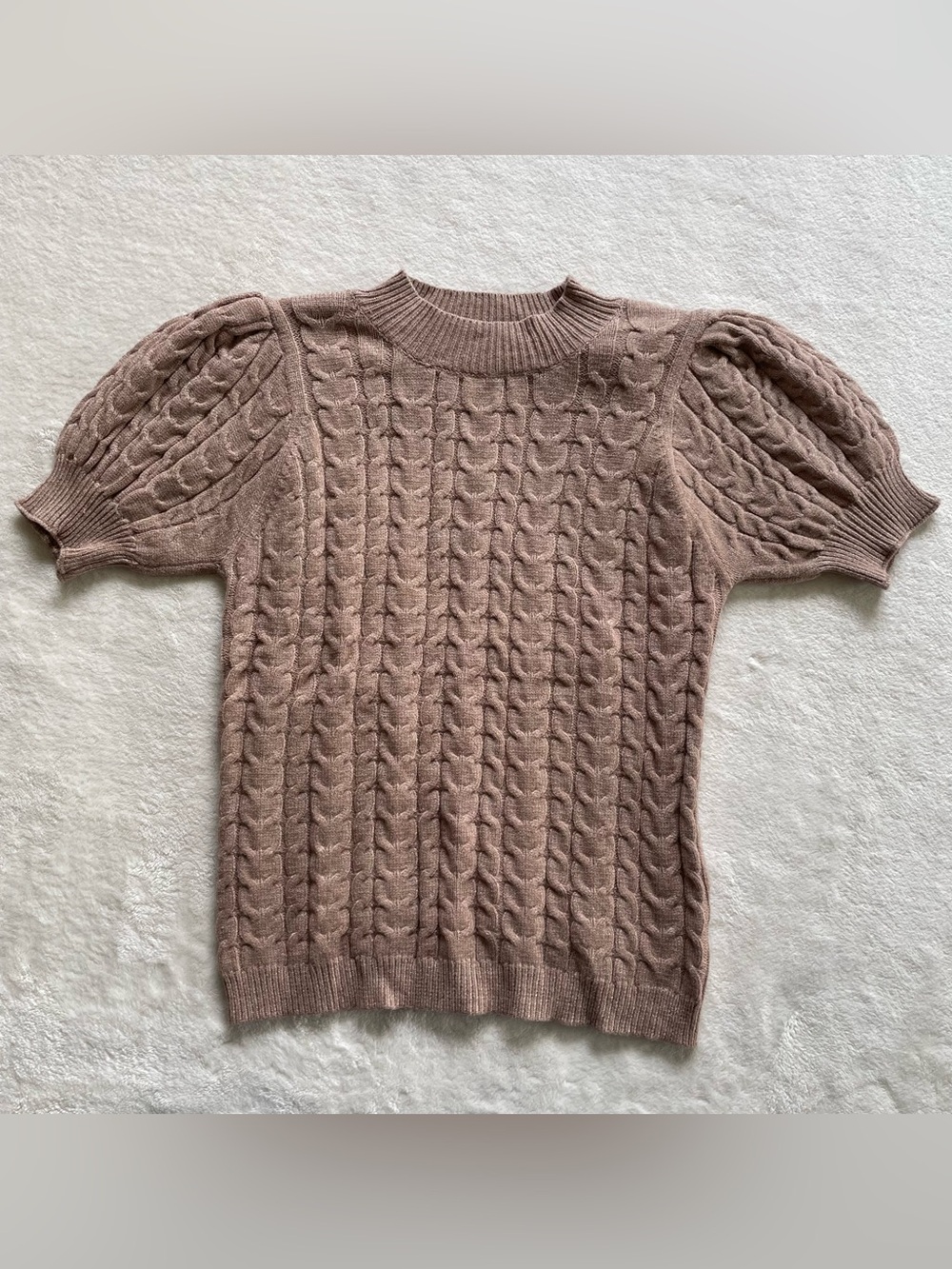 NWT Mocha Brown Cable Knit Open Back Shirt Sweater size S